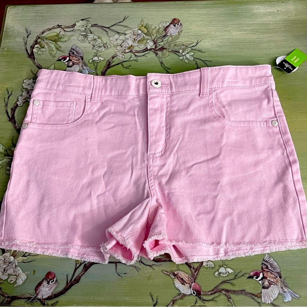 Arizona Jean Co. Shortie Shorts Adjustable Waistband Stretch 16 1/2 Plus Pink